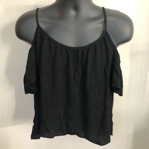 Black Cold Shoulder Cropped Tank Top Large
